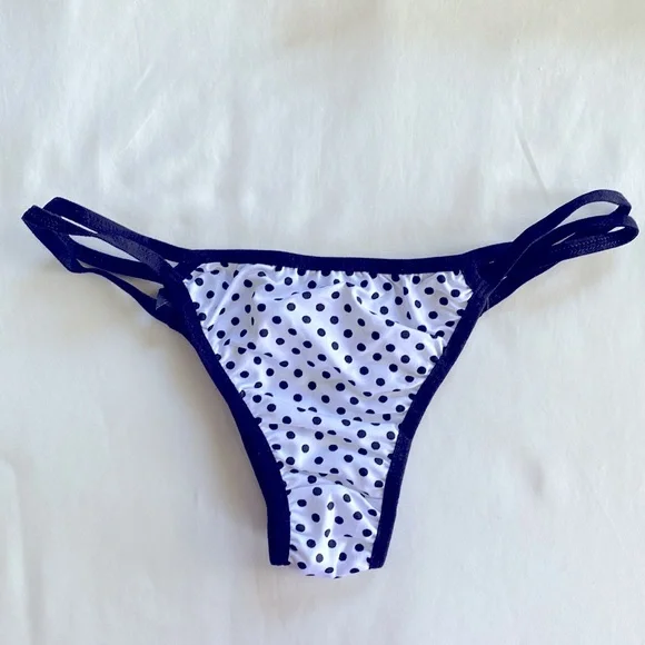 NWT Brazilian 🔥🔥Style Women Polka Dot Thong Black White Large - Picture 2 of 6
